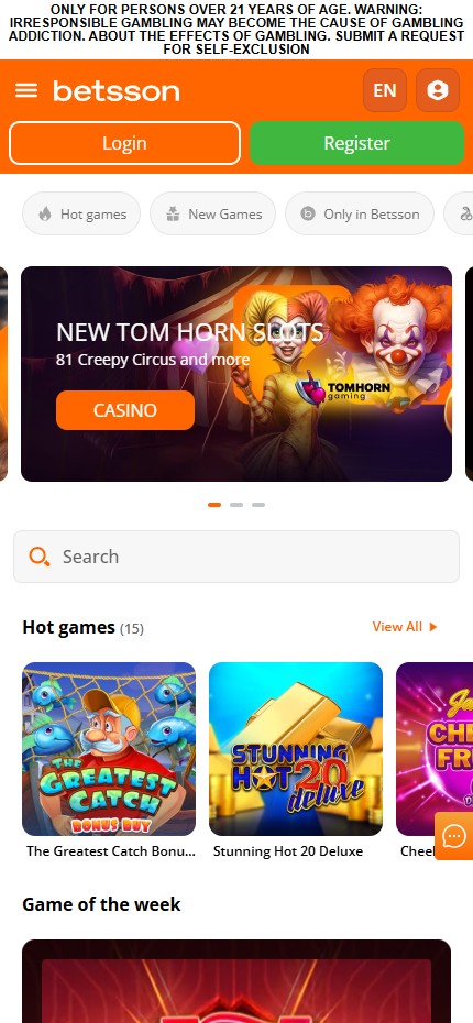 Betsson mobile lobby