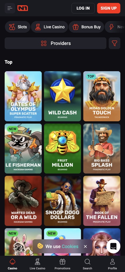 N1 Casino mobile lobby