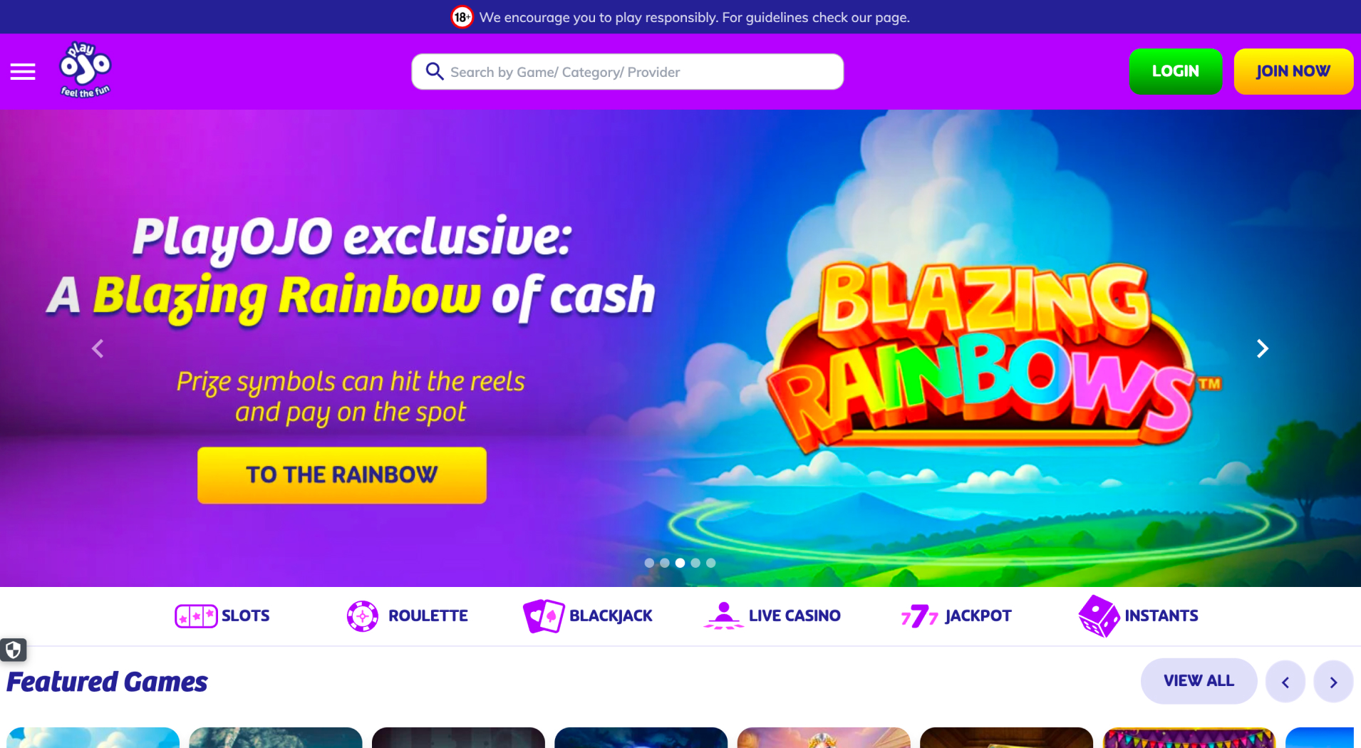 PlayOJO Casino screenshot 1