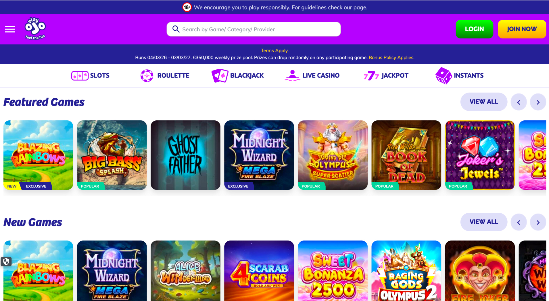 PlayOJO Casino screenshot 3