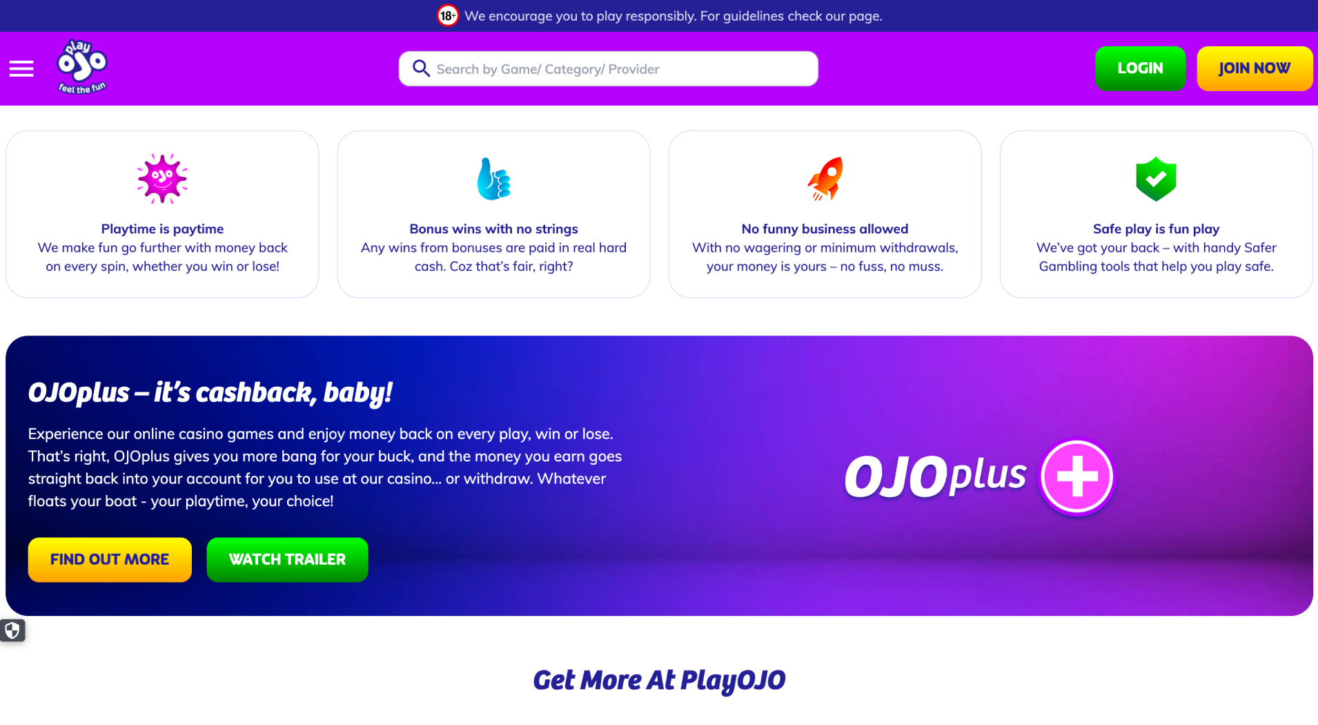 PlayOJO Casino screenshot 4