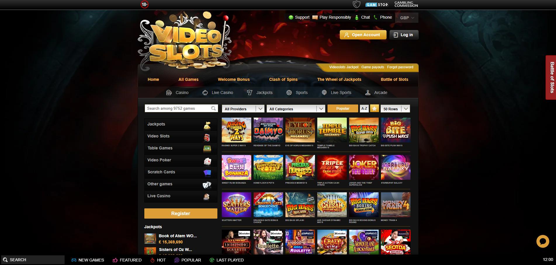 Videoslots Casino screenshot 2
